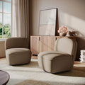 BELLEZE Set of 2 Modern Upholstered Swivel Accent Chair with Hidden Storage 360° Rotating Chair Easy Assembly Compact Chair for Living Room Bedroom Office Space-Saving Design - Beige