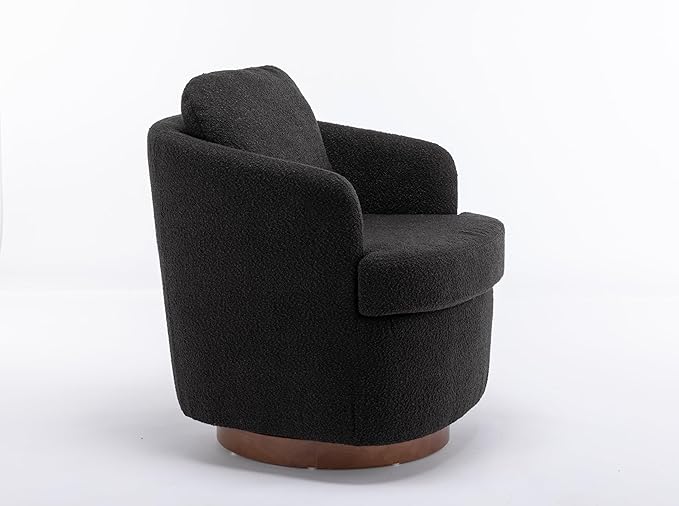 Club Reading ChairTeddy Fabric Armchair360°Swivel Armchair for ApartmentLiving RoomOfficeReception AreaBlack