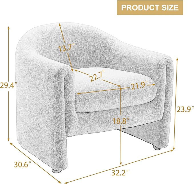 Accent Chair Modern Boucle Fabric Armchair for Living Room Comfy Upholstered Reading Single Sofa Chair for Bedroom (Boucle Camel Set of 2)