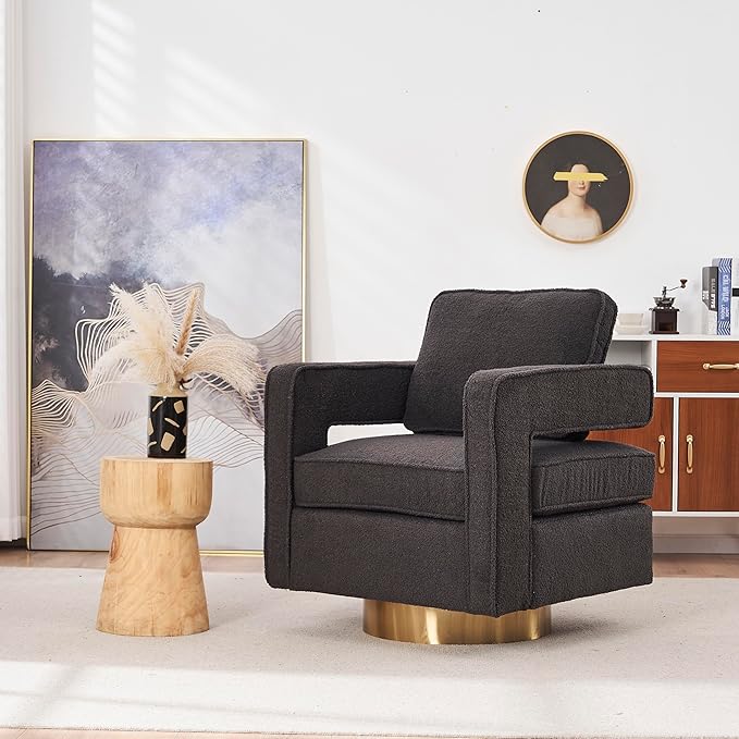 Swivel Barrel Chair for Living Room360 Degree Swivel Club Modern Accent Single Sofa Chair Small Leisure Arm Chair for Nursery Hotel Bedroom Office