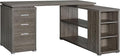 Coaster Home Furnishings - Yvette - Engineered Wood - 3-Drawer Computer Desk with File Cabinet and L-Shaped Desk with 5 Adjustable Compartments - Home Office - 60-Inch - Weathered Grey - 800518