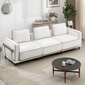 112 Modular Sectional Sofa Oversized 3-Seater Cloud Couches for Living Room Comfy Deep Seat Sofa with Wooden Leg Armrets Chenille White