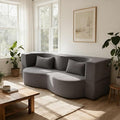 78.35 Loveseat Sofa Bed Modern 2-in-1 Convertible Curved Floor Love Seat Couch Teddy Fabric Memory Foam Cloud Couch with 2 Pillows No Assembly for Living Room Apartment Small Space (Grey)