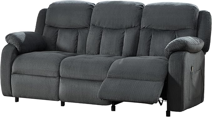Jocisland Reclining Couch Power Reclining Sofa with Dual Wingback 3 Seater Recliner Sofa Recliner Couches for Living Room(Dark Gray)