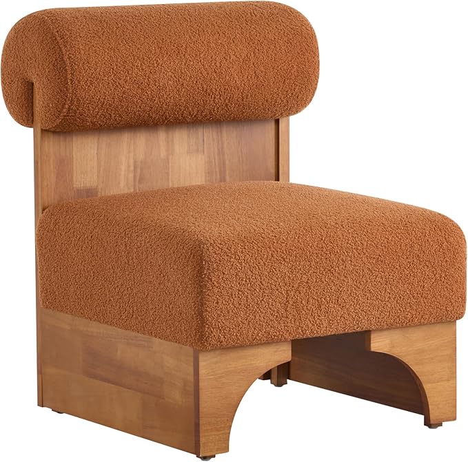 Christopher Knight Home Nadine Boucle Club Chair Upholstered Lounge Chair Rolled Backrest Accent Chairs Solid Wood Legs Frame Single Sofa for Living Reading Room Accent Chairs Set of 2 Brown