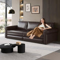 93.7 Faux Leather Convertible Sleeper Sofa 3 in 1 King Size Pull Out Sofa Bed Oversized Loveseat Couch for Living Room Bedroom Dark Brown