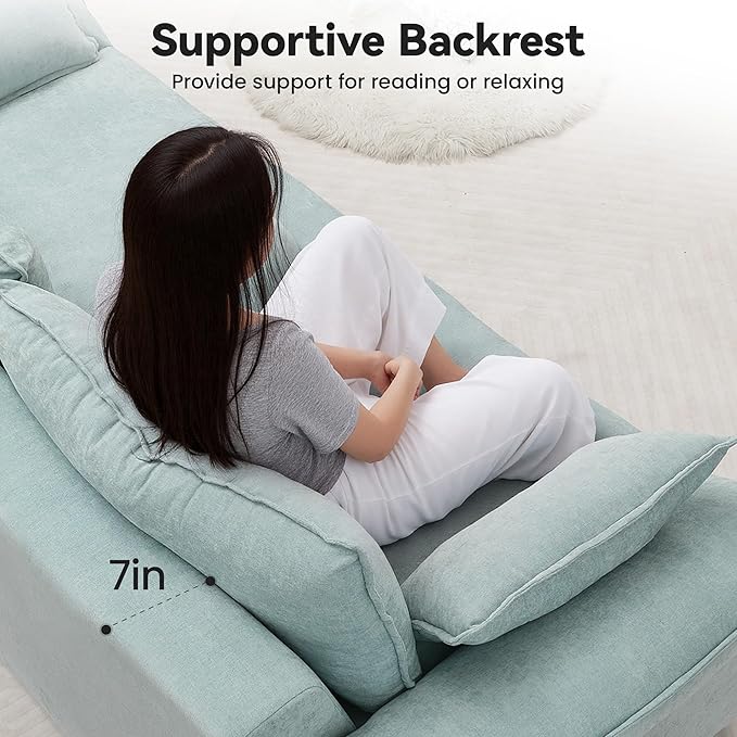 89 Cloud Boneless Loveseat Sofa Couch Deep Seat Love Seat Sofa with Lumbar Pillow 2-Seater Compressed Couches for Living Room Chenille Blue