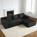 103 Cloud Sectional Sofa Boneless L-Shape Couch with Chaise Modern Minimalist Modular Couch for Living Room Free Combination Deep Seat No Assembly Required Premium Corduroy Black R