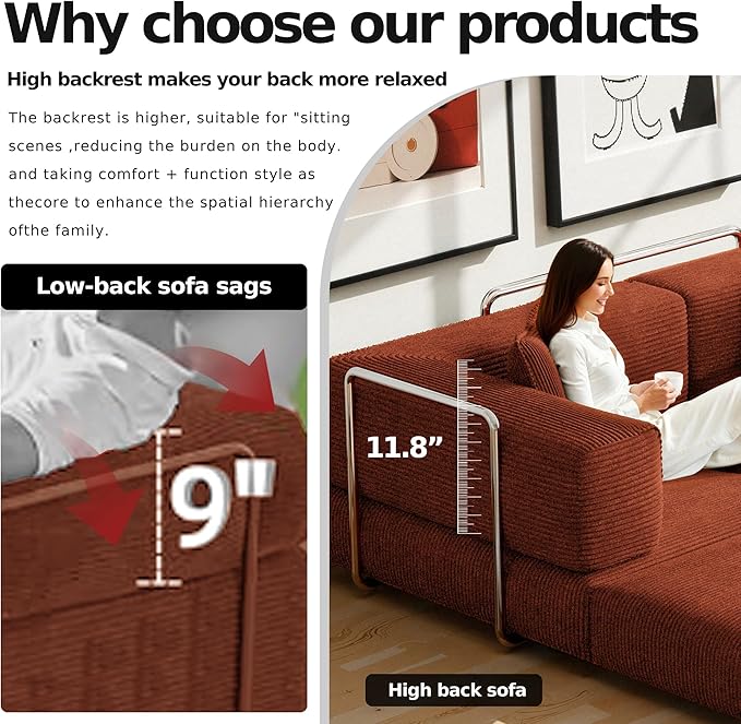 79 Convertible Floor Sofa BedCorduroy Sleeper Sofa with Side Pocket and Fixed-Shape Frame5-in-1 DIY Foldable Couch for Living RoomBedroom(Orange)