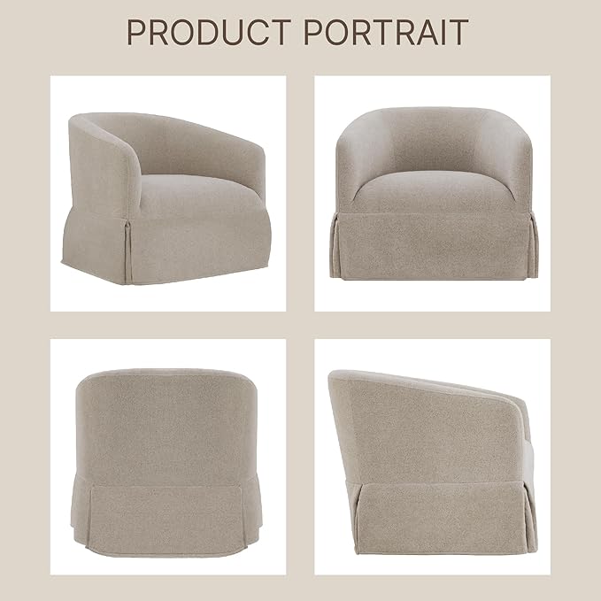 Swivel Accent Chair 360 Degree Performance Fabric Armchair Modern Barrel Chairs Armchair for Living Room Bedroom Home and OfficeTaupe