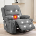 Large Recliner Chair with Massage and Heat 360 Swivel Glider with Cup Holder 8 Vibrating Massage Nodes with 5 Modes Dual Cup Holders &amp Side Pockets Single Sofa Chairs for Living Room Grey