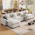 CDCASA 154 Modular Sectional Sofa Comfy L-Shaped Cloud Couch with Movable Ottoman Oversized 5-Seater Velvet Deep Seat Sofa Couch for Living Room DIY Combination Beige