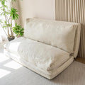 MAXYOYO Folding Sofa Bed Extra Thick and Long Floor Sofa Convertible Sleeper Chair with Washable Cover Floor Couch Lounge Bean Bag Bed for Living Room Beige 30x95 Inch