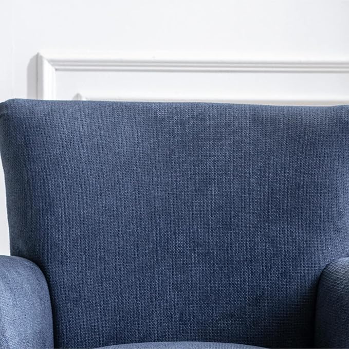 Armchair Modern Accent Sofa Chair with Linen SurfaceLeisure Chair with Solide Wood feet for Living Room Bedroom StudioBlue
