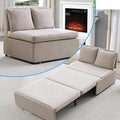 PUREMIND Twin Sofa Bed Twin Size Pull Out Sofa Beds with 2 Pillows&amp Tri-fold Mattress Linen Chair Bed Pull Out Couch Beds for Small Place Apartment Beige