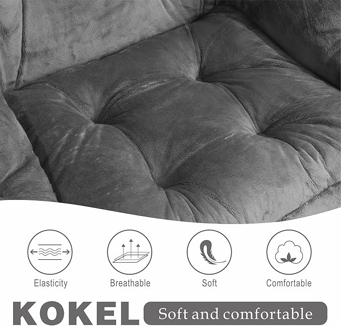 Kokel Lazy Chair with Folding OttomanLiving Room Chairst (Dark Gray-1118)