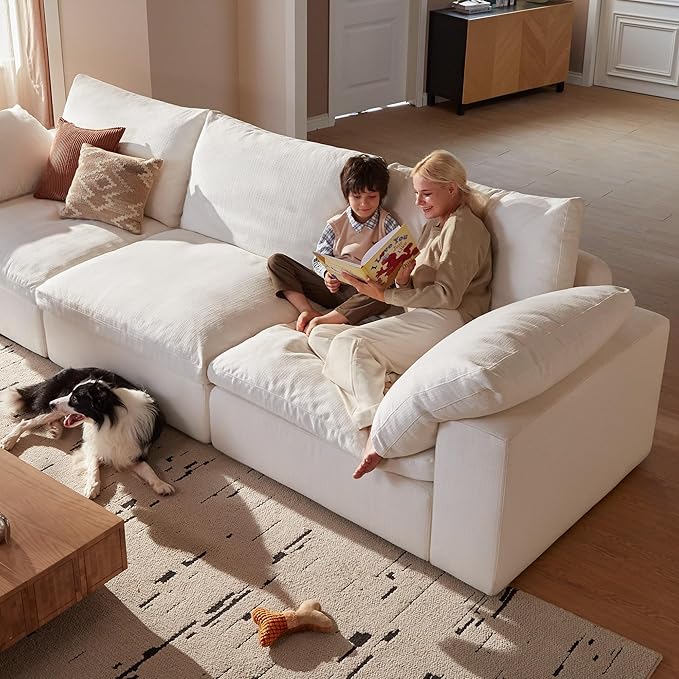Modular Sectional Sofa 110.2 L Shaped Modern Sofa Modular Sectional Cloud Couch with Ottoman Modern Cloud Sectional Couches for Living Room Deep Seat Sofa with Washable Cover