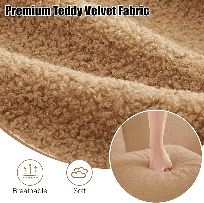 105.9 Modular Sectional Couch Sofa for Living RoomHigh Density Sponge Boneless Sofa with Left ChaiseL-Shaped Cloud Couch with Soft Teddy FabricNo Assembly RequiredCamel