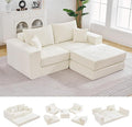 79 Boneless Cloud Loveseat Sofa Couch Modular Tufted Foldable Floor Sofa with Ottoman Chenille Lounge Convertible Sofa Bed for Living Room No Assembly Beige