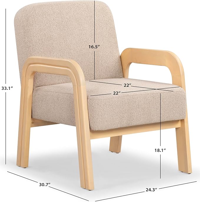 SAFAVIEH Couture Collection Roslina Light Brown Boucle/Natural Accent Chair (Fully Assembled)