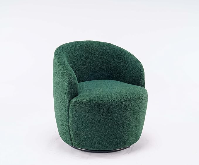 Green Teddy Swivel Accent Chair for Living Room Small Round Swivel Chairs with Metal Base for BedroomBarrel Chairs for Bedroom Corner Or Small Spaces Cozy (Green)
