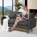 68“ Mid Century Modern Loveseat Sofa for Small Living Room Rraditional 2 Seater Couch for Office Apartment Bedroom Mini|Small|Vintage|Wood Frame|Chenille Fabric|600 LBS|Tufted (Dark Grey)