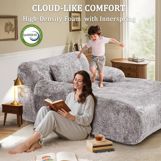 66 Inches Oversized Chaise Lounge Indoor No Assembly Required Single Sleeper Sofa Chair with Lumbar Pillow Upholstered Boneless Sofa Bed for Living Room Bedroom