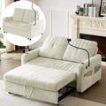 Merax Chenille 3-in-1 Pull Out Sleeper Sofa Bed Couch 54 Convertible Futon Loveseat with Adjustable Backrest 2 Cup Holders Phone Stand 3 Charging Ports and Storage Pockets for Living Room Beige
