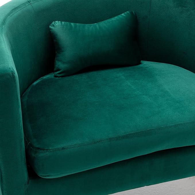 Alunaune Modern Living Room Chair Velvet Barrel Accent Chairs Armchair Upholstered Lounge Chair Mid Century Tub Bucket Club Side Chair Sofa for Bedroom-Green