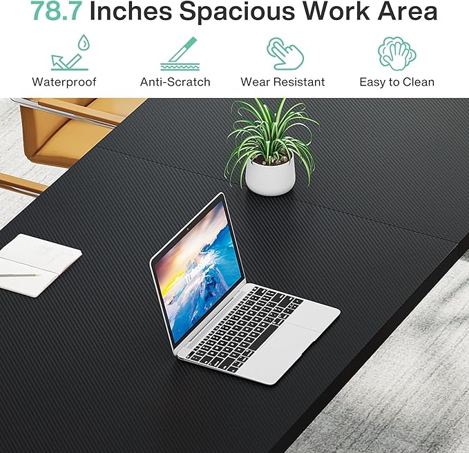 Tribesigns 78.7-Inch Executive Desk Large Computer Office Desk Workstation Modern Simple Style Laptop Desk Study Writing Table Business Furniture for Home Office (Black 78.7 Inch)