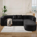 109.4 Sectional Couch with L-Shaped Chaise Boneless Modular Sectional Sofa Soft Chenille Sofa with Deep Seat for Living Room No Assembly (Right-Facing Chaise Black) | Breaathable Material