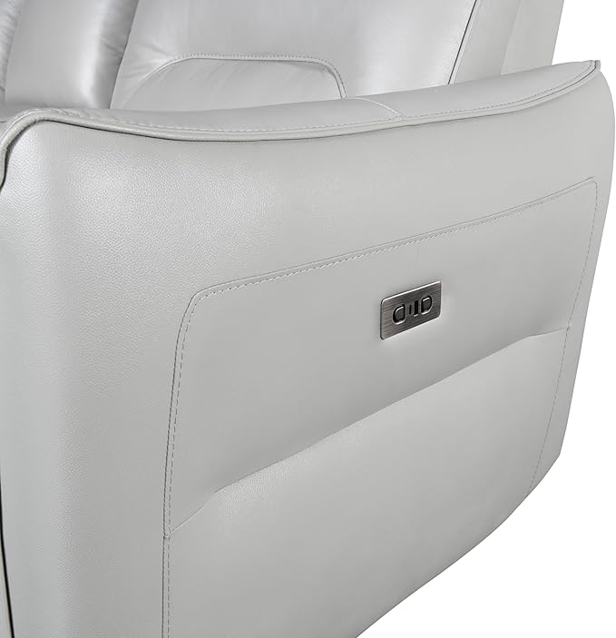 Furniture of America Areme Leather Match 38.5-inch Power Recliner Chair with Welt Trim Arms &amp Single Power 2.0 High Density Foam and Pocketed Coil Spring for Living Room Office Taupe
