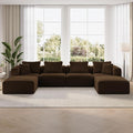 Novilla 141 Modular Sectional Sofa Modern Cloud Sectional Couch with Smarts Coil® Support U-Shape Boneless Couch for Living Room Apartments No Assembly Required Brown (4 Seat w/ 2 Ottoman)