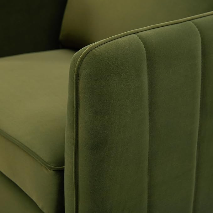 Accent Chair for Living Room ChairsVelvet Modern Upholstered Chairs Living RoomCozy ArmchairBarrel Chair (2 Olive Green)
