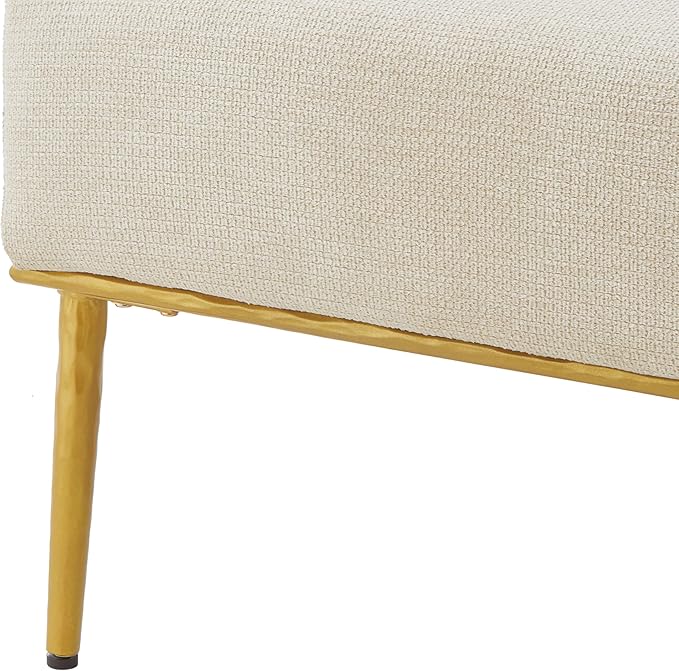 Christopher Knight Home Justin Modern Accent Chair with Metal Legs Chenille Upholstered Lounge Chair Indoor Curved Backrest Armchair Soft Cushion Seating for Living Room Reading Home Beige