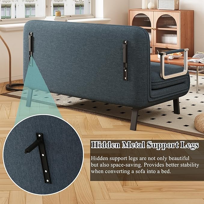 Tri-Fold Sofa Bed Twin Size Convertible Sleeper Sofa Bed with 6-Position Adjustable Backrest Velvet Upholstered Folding Chaise Lounge Couch for Home Office Gray