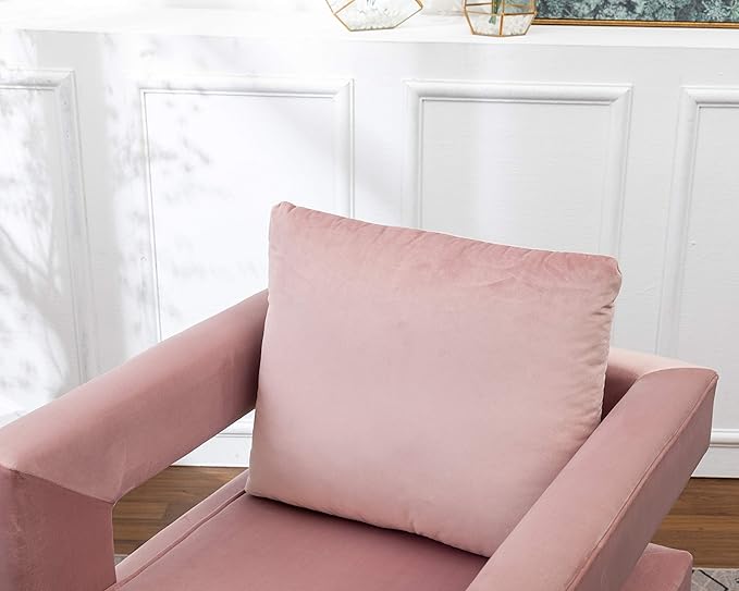 Roundhill Furniture Lenola Upholstered Accent Arm Chair Pink 27.5D x 29.75W x 34.5H in