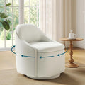 LINSY Swivel Accent Chair with Storage Comfy Chenille Barrel Chairs Small 360 Swivel Modern Armchair for Living Room Bedroom Boucle Reading Chair for Study Room (Beige)