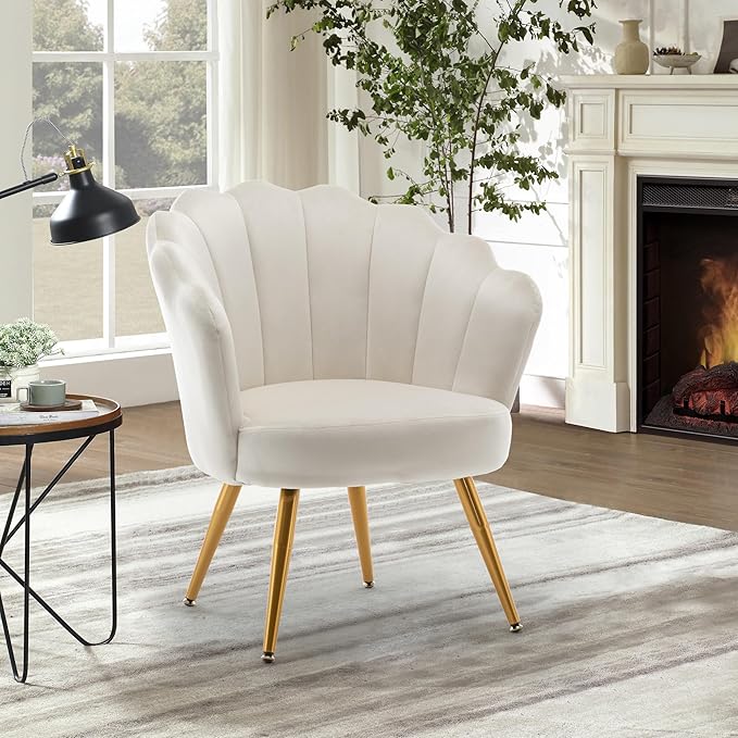 HAOBO Home Velvet Accent Chair Living Room Chairs Modern Armchair Upholstered Chair with Wing Side and Metal Legs for Home Kitchen Office Bistro Cafe