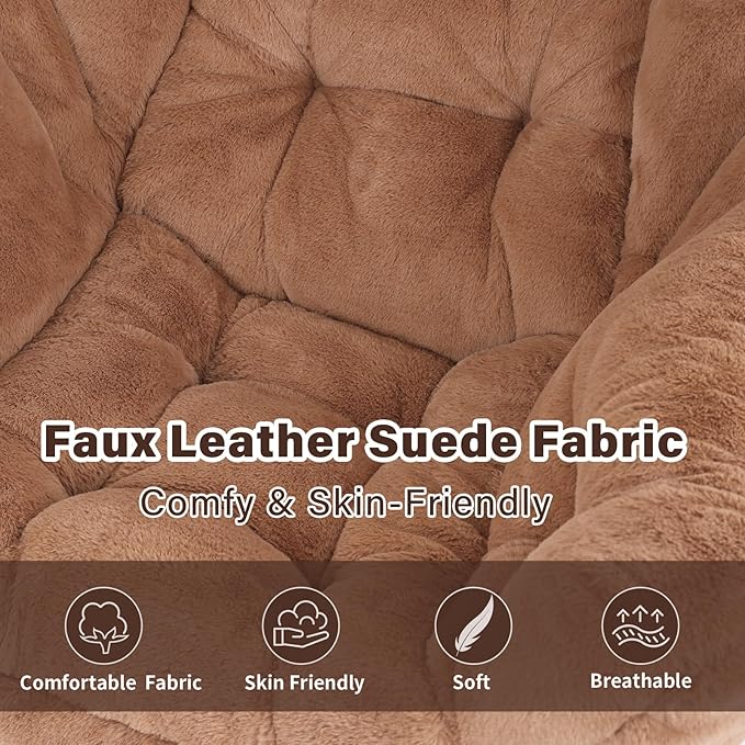 Lazy Chair with Ottoman Modern Accent Chair Lounge Leisure Sofa Chair with Armrests Reading Chair and Folding Footstool for Living Room Bedroom Office Plush Brown
