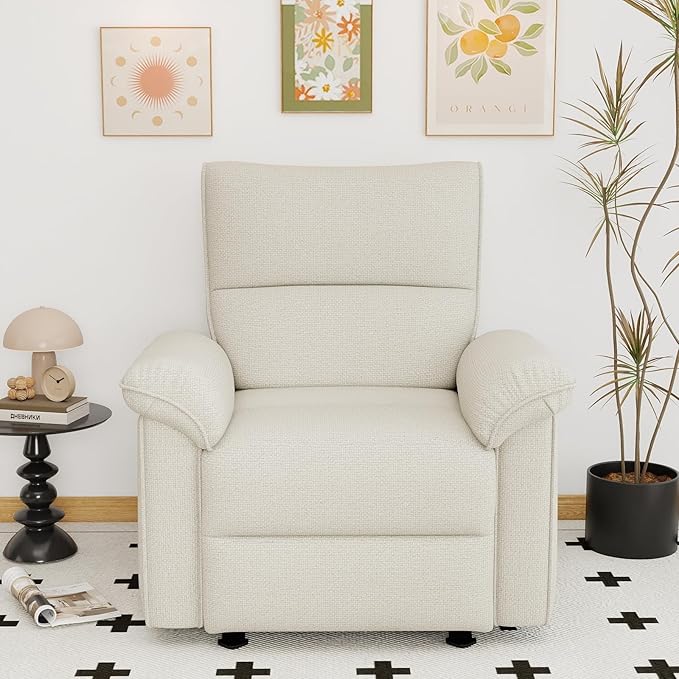 Wall Hugger Recliners for Small Spaces Zero Wall Power Recliner on Clearance Fabric RV Recliner Home Theater Seating for Living Room w/USB Ports (Beige)