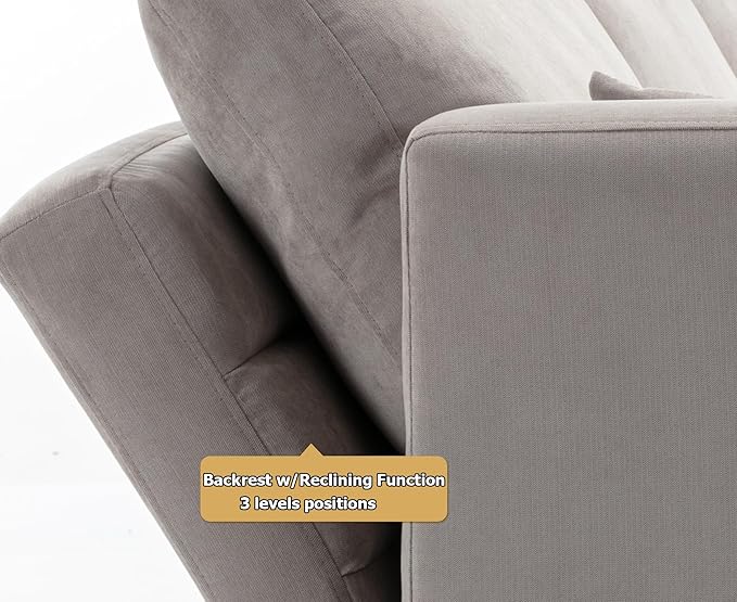 asunflower Modular Couch with Storage 25.19 Deep Seat Storage Couch Comfy Fabric Grey Modular Sofa with No Arms Middle Module for Sectional Sofa with Reclining Back