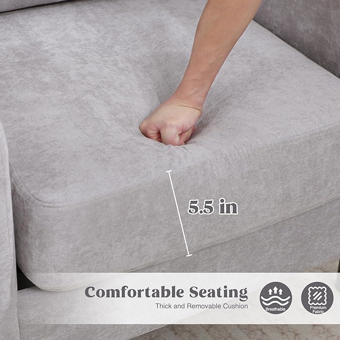 Accent Chair for Living Room Modern Reading Chair for Bedroom Upholstered Armchair with Wood Legs and Side Pockets Single Sofa Side Chair for Office Small Room Apartment Light Grey