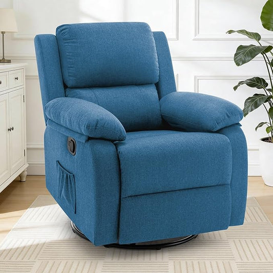 Recliner Chair 360 Swivel Rocker Chair for Adults Small Rocking Recliner for Small Spaces Upholstered Fabric Glider Recliner Nursery