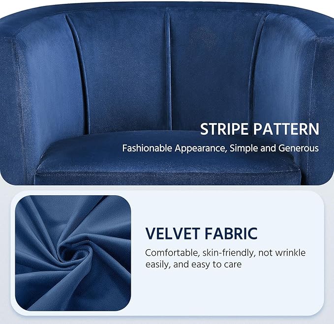 Yaheetech Velvet Accent Chair Modern and Comfortable Armchairs Upholstered Barrel Sofa Chair for Living Room Bedroom Waiting Room Blue