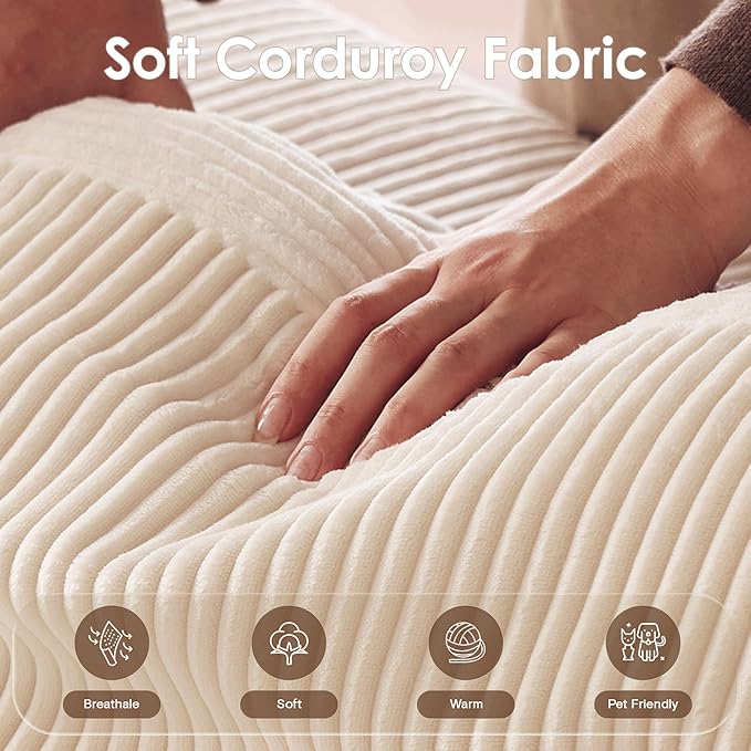 Modular Sectional Sofa 120.47 Modern Cloud Couch Sectional Sofa with U-Shaped Chaise Comfy Corduroy Fluffy Couch with Deep Seat Boneless couches for Living Room Bedroom White