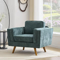 Kingfun Modern Accent Chair Living Room Chairs Chenille Reading Armchair Mid Century with Dual-Layer Armrests Solid Wood Frame Easy Assembly for Small Spaces Green