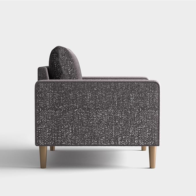 Furniture of America Oriana Contemporary Boucle Loveseat Couch with Back Pillows and Wooden Legs Comfy Fabric Upholstered Small Sofa for Living Room Bedroom Home Office Charcoal Gray
