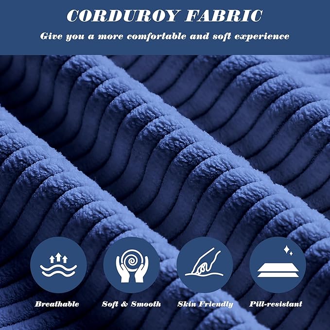 MAGIC UNION Convertible Sectional Couches for Living Room - Small Space Couches L-Shaped Sofa Upholstered 3 Seats Sofas W/Storage Chaise USB Ports Side Pockets and Pillows (Corduroy Fabric Blue)