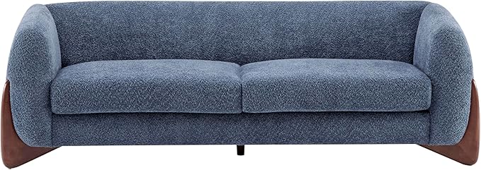 Christopher Knight Home Almab 82 Inches Sofa Couch Cozy Boucle Upholstered 3-Seater Sofa Wood Frame Couch Comfy Couches for Living Room and Office Modern Sofa Lounge Seating Navy Blue
